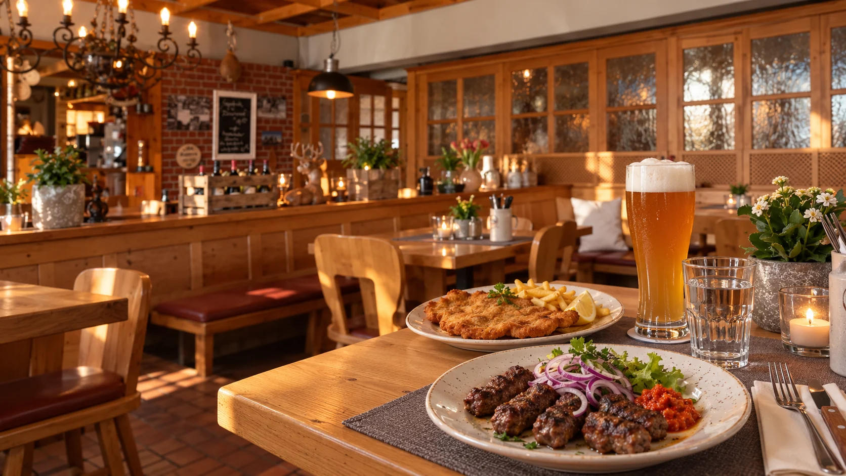 Bayerische und Balkan-Küche in Jimmy’s uriger Gaststube – Bildmotiv auf Grundlage echter Restaurantfotos